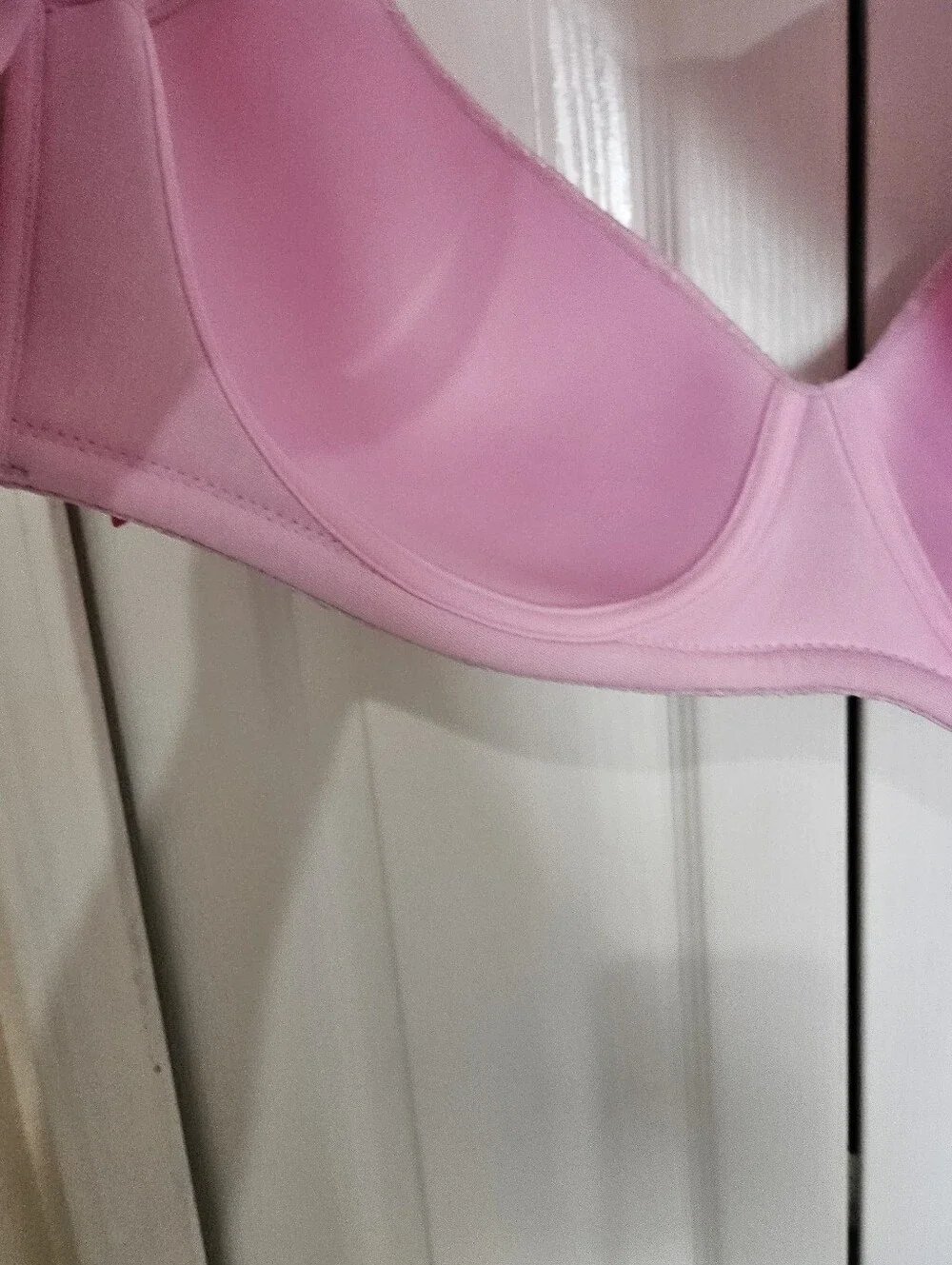 Ashley Stewart Wire Free Bra 44D Pink Lace Full Coverage Lightly Lined Comfort